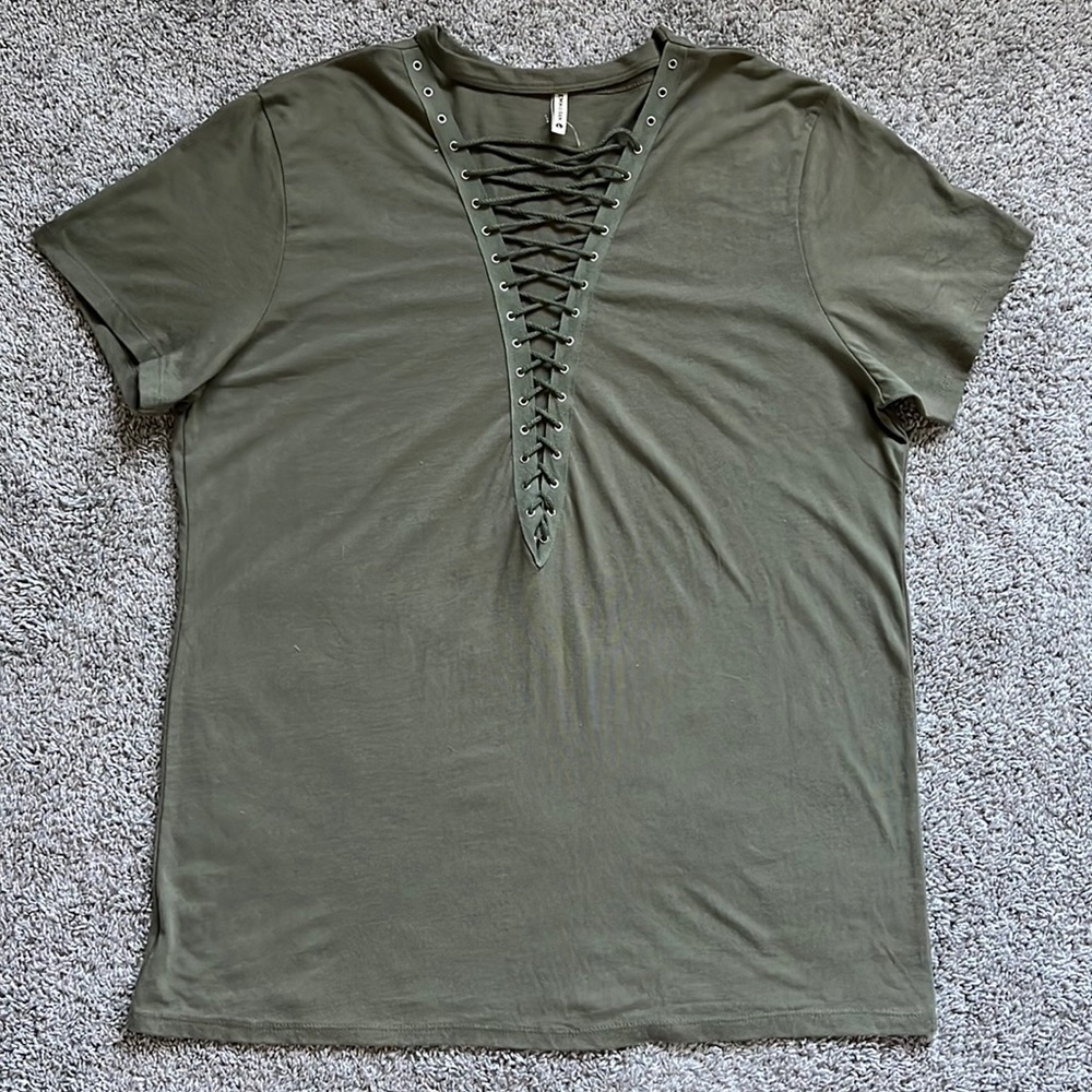 LF Emma & Sam Green Lace Up T-Shirt Dress